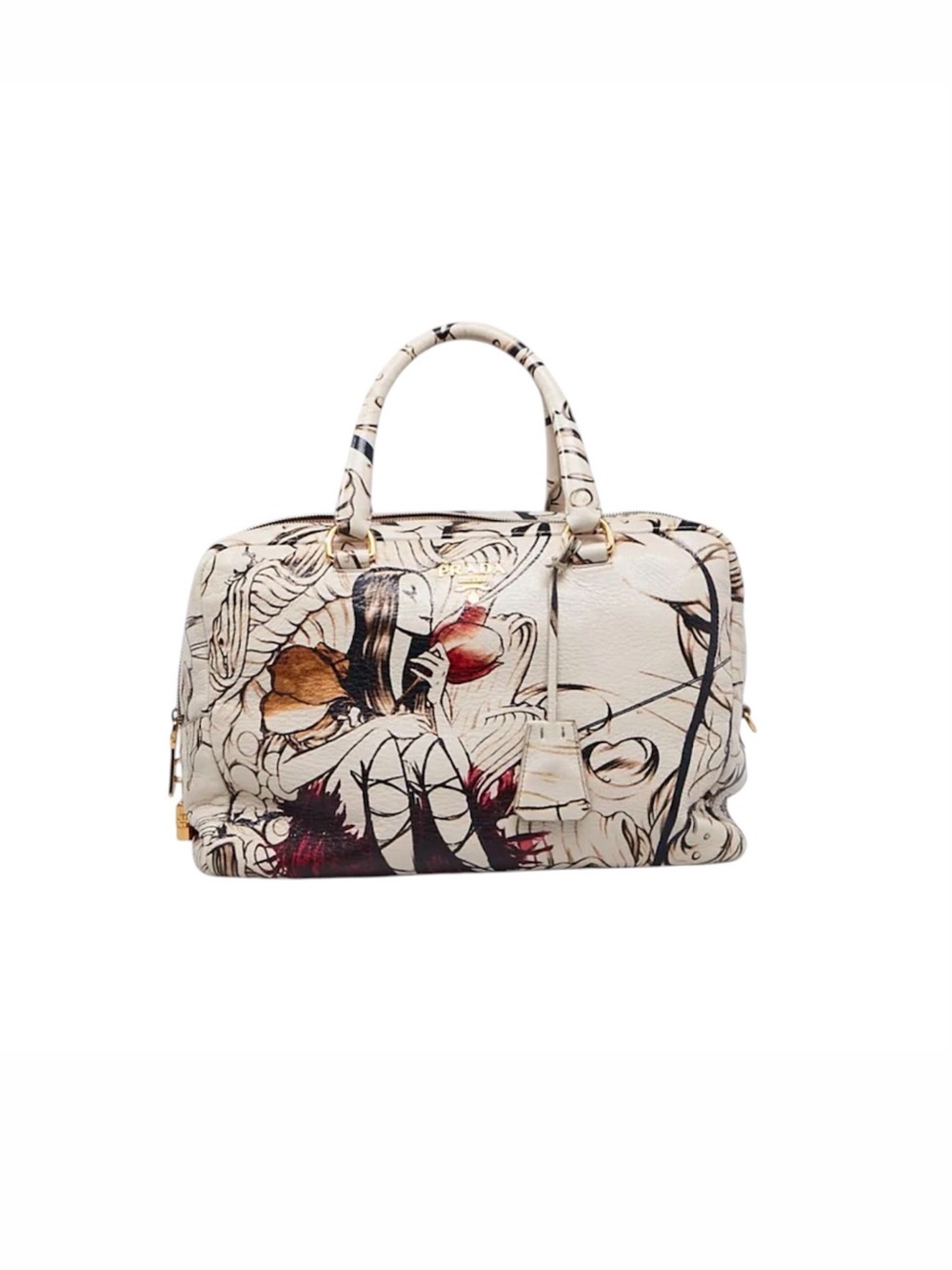 PRADA
Limited Edition Prugna Cervo
Lux Leather Fairy Print Bauletto
Bag